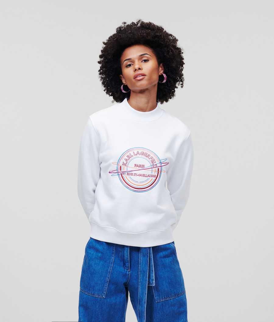 White Women's Karl Lagerfeld Rue St-guillaume Sweatshirts | AE402CRNI