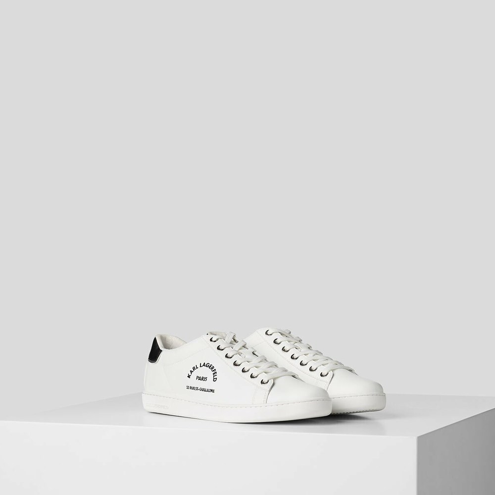 White Women\'s Karl Lagerfeld Rue St-guillaume Logo Kupsole Sneakers | AE734KOLI