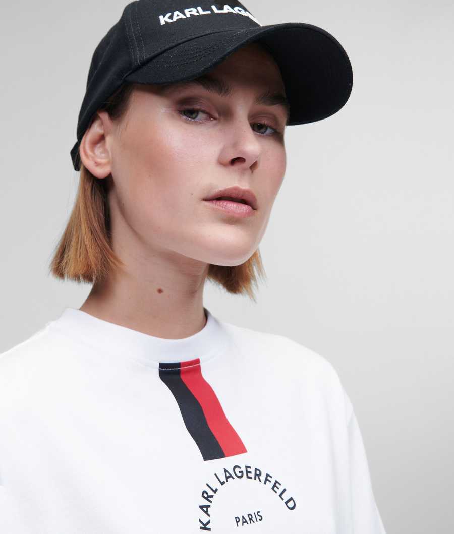 White Women's Karl Lagerfeld Rue St-guillaume Cropped T-Shirts | AE842JUWV