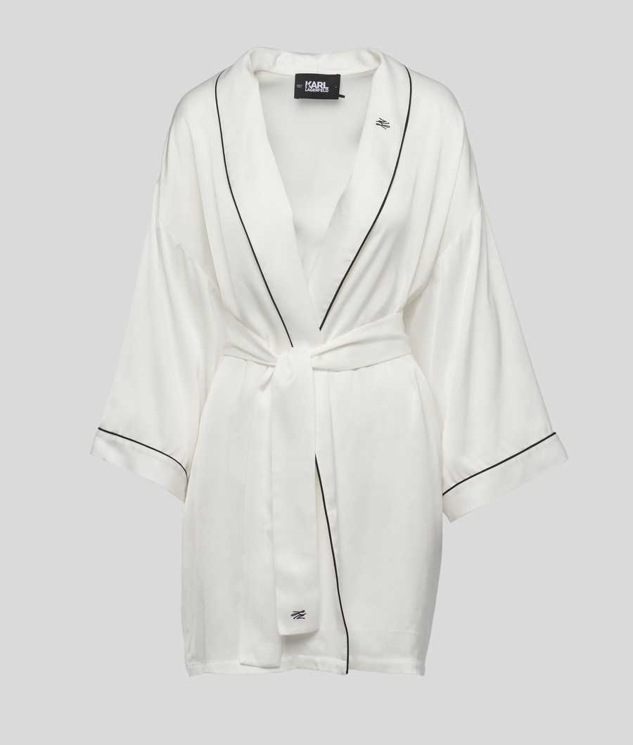 White Women's Karl Lagerfeld Satin Kimono Loungewear | AE571IBPQ