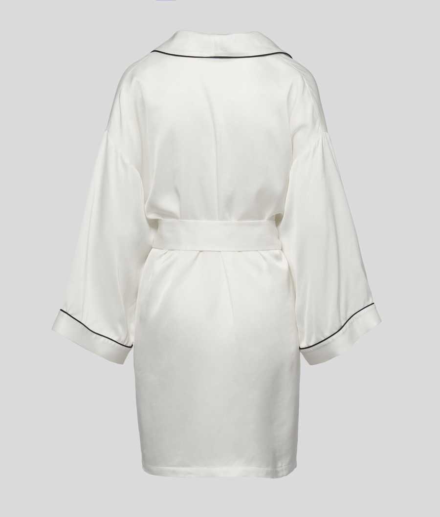 White Women's Karl Lagerfeld Satin Kimono Loungewear | AE571IBPQ