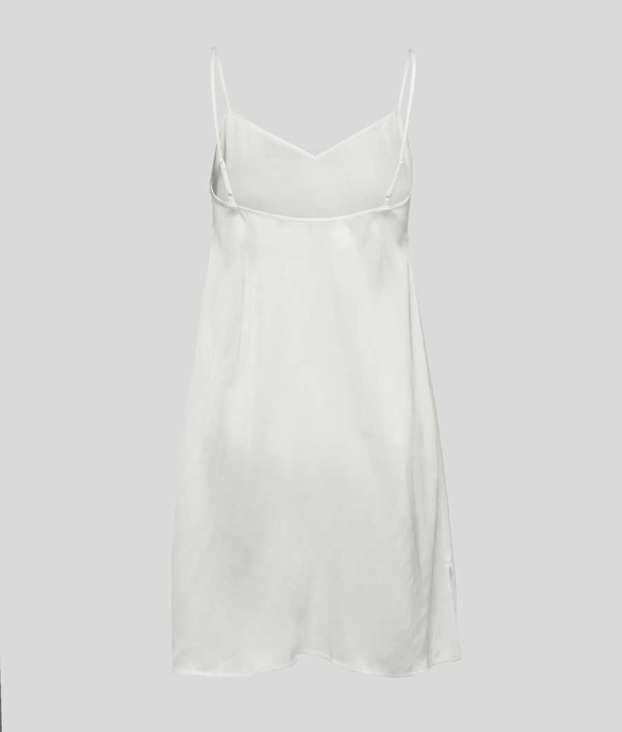 White Women's Karl Lagerfeld Satin Negligee Loungewear | AE468WIFU