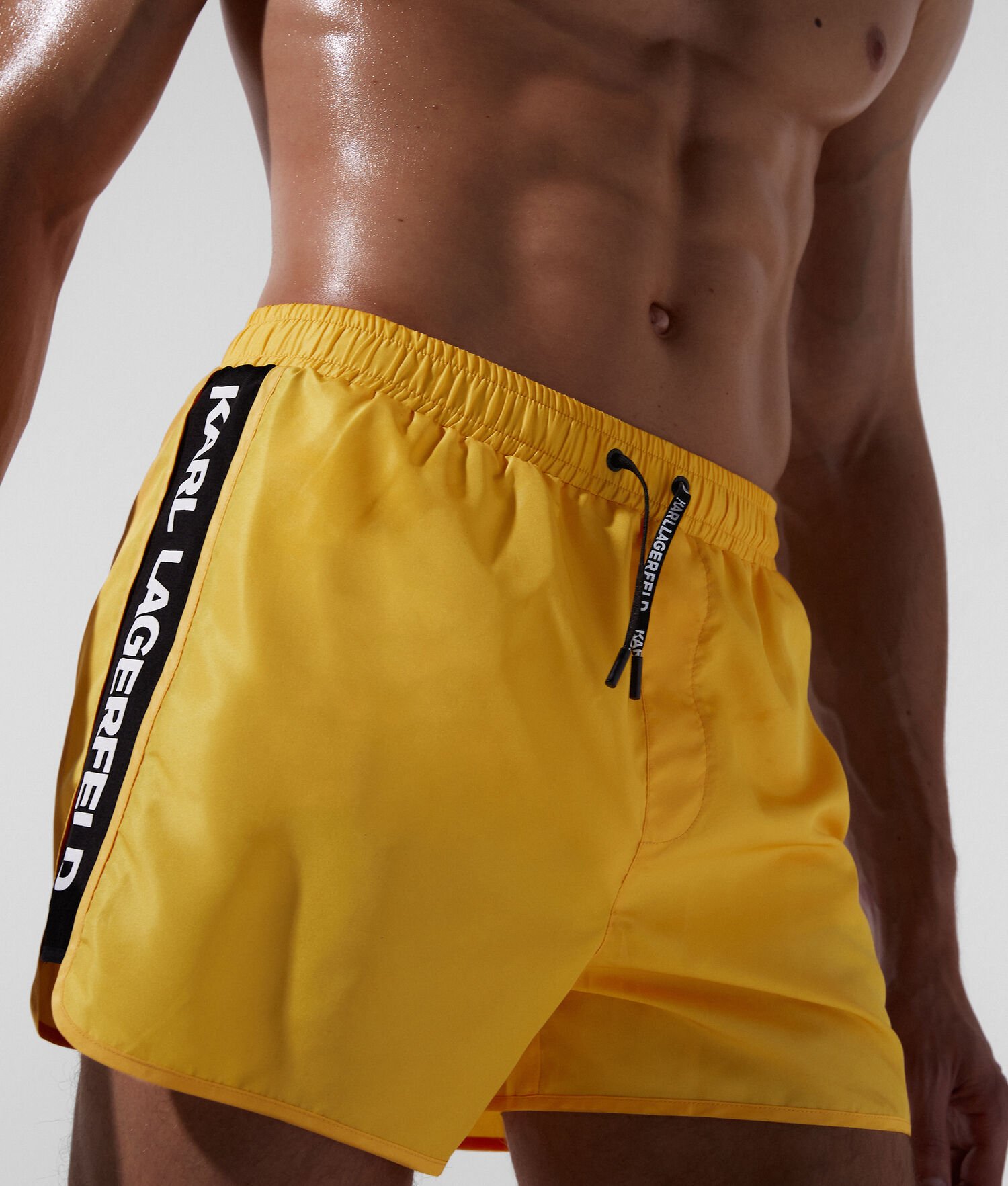 Yellow Men's Karl Lagerfeld Karl Logo Tape Board Shorts Beachwear | AE231DUEB