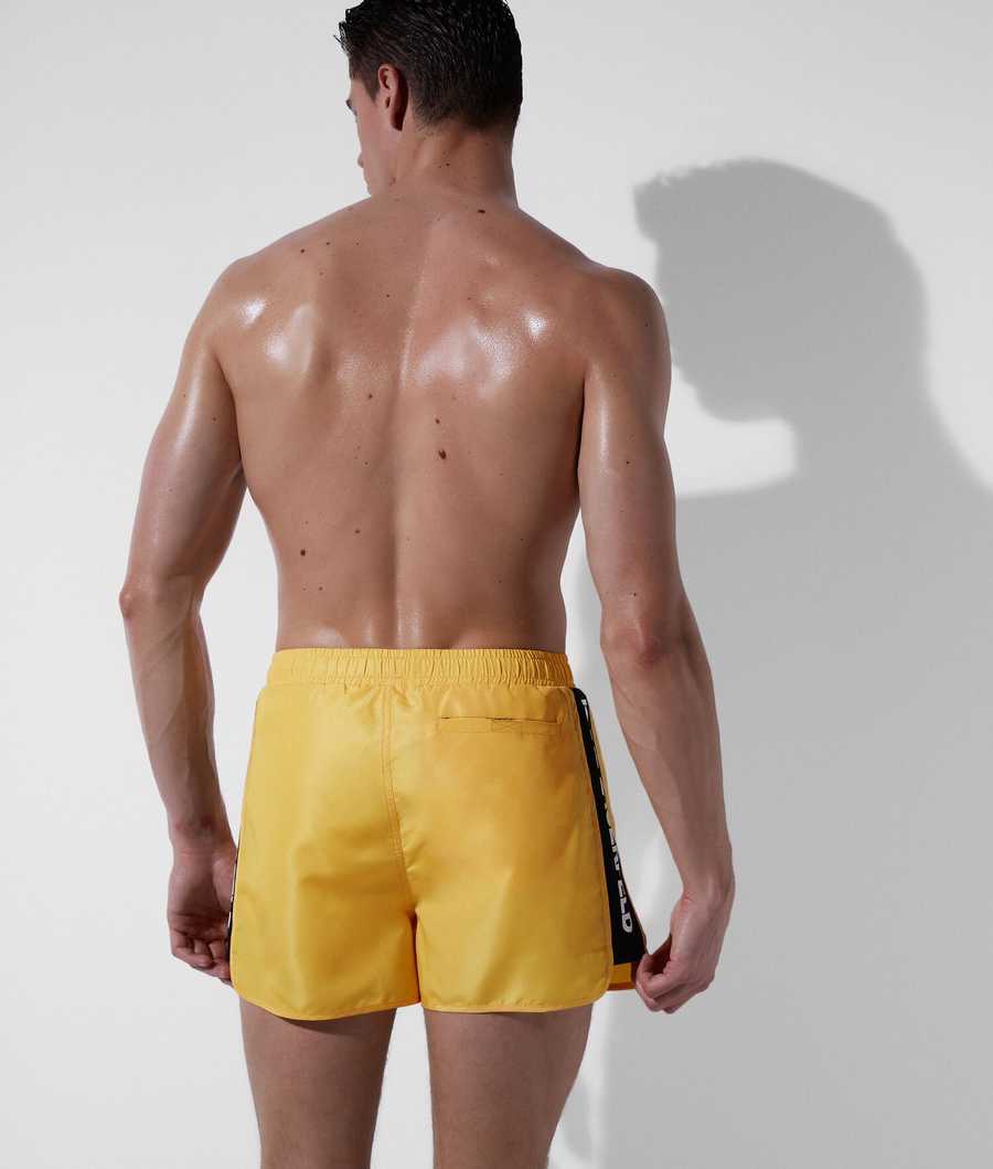 Yellow Men's Karl Lagerfeld Karl Logo Tape Board Shorts Beachwear | AE231DUEB