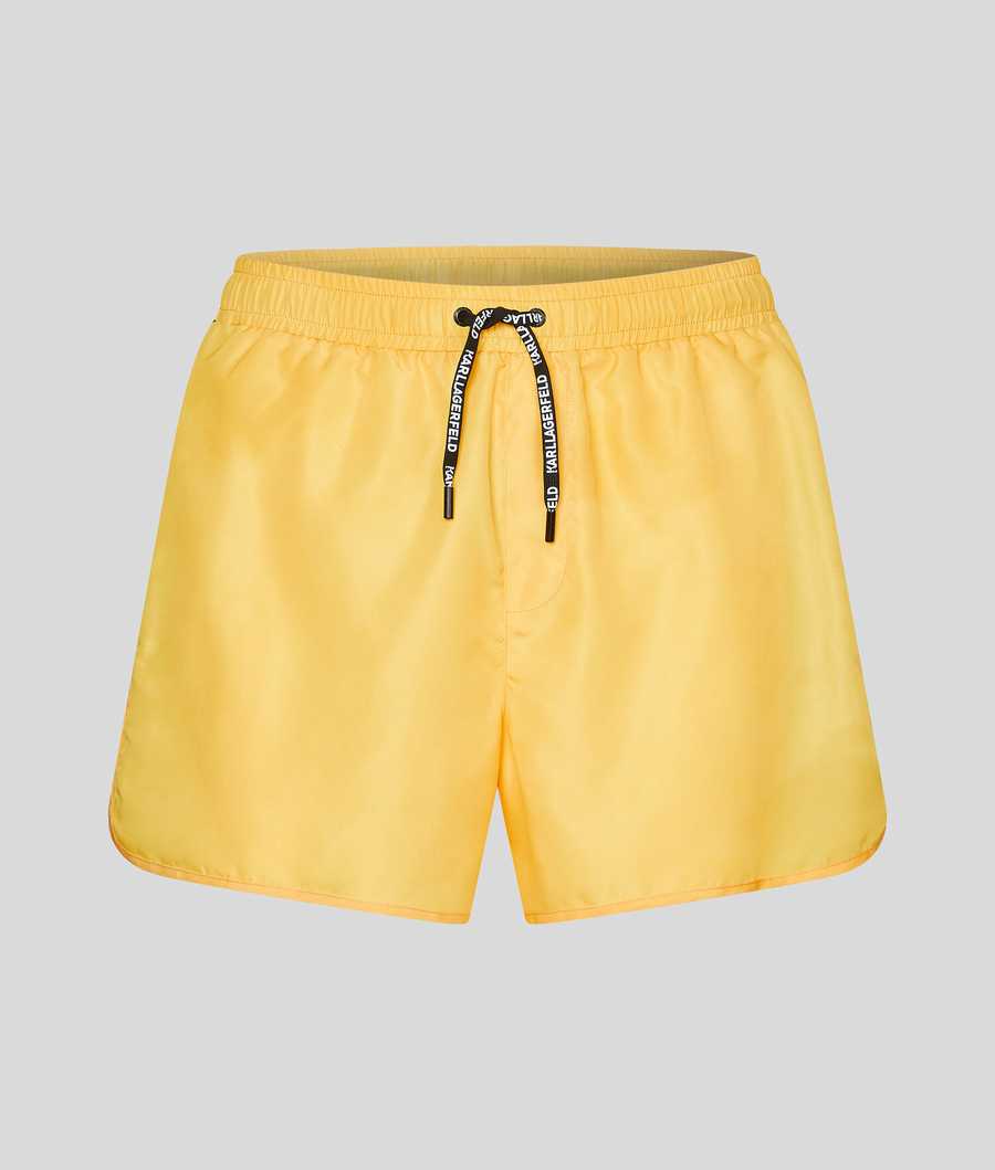 Yellow Men\'s Karl Lagerfeld Karl Logo Tape Board Shorts Beachwear | AE231DUEB